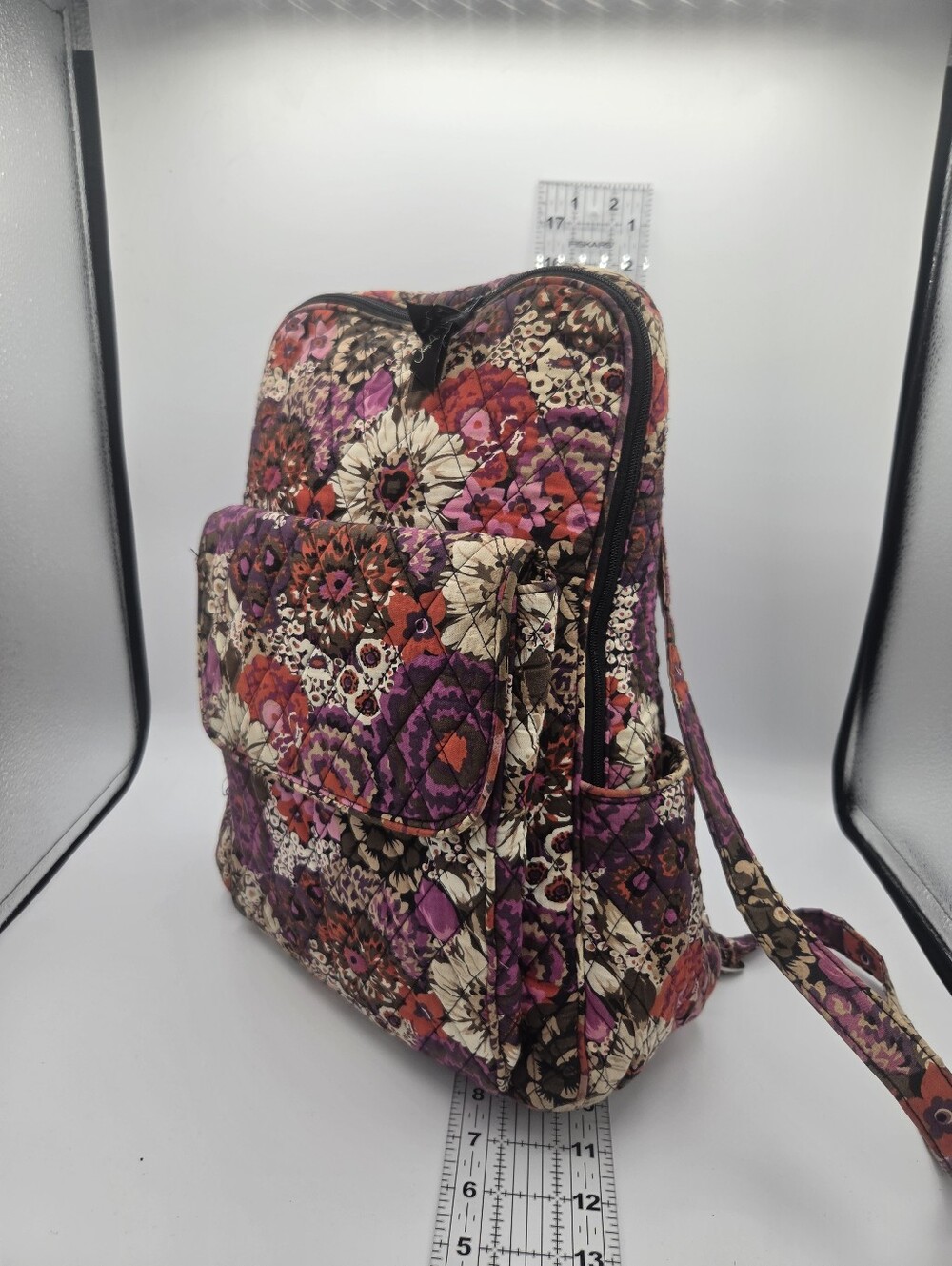Vera Bradley Quilted Floral Multicolor Zip Backpack w/ Inner & Outer Pocketsi